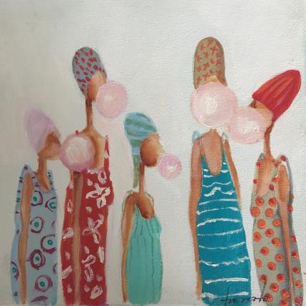 Painting con mis amigas by Trovato Cristina | Painting Naive art Oil Life style, Pop icons