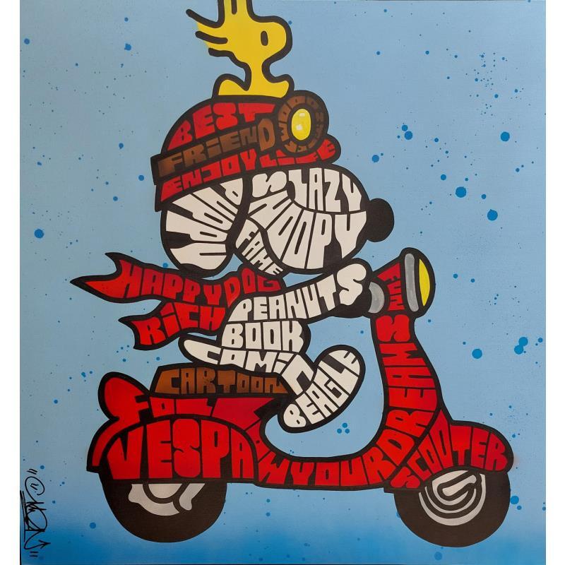 Painting Snoopy Vespa  by Cmon | Painting Pop-art Posca Animals, Pop icons, Urban