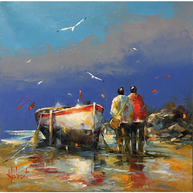 Painting promenade après l'orage by Hébert Franck | Painting Figurative Landscapes Marine Oil