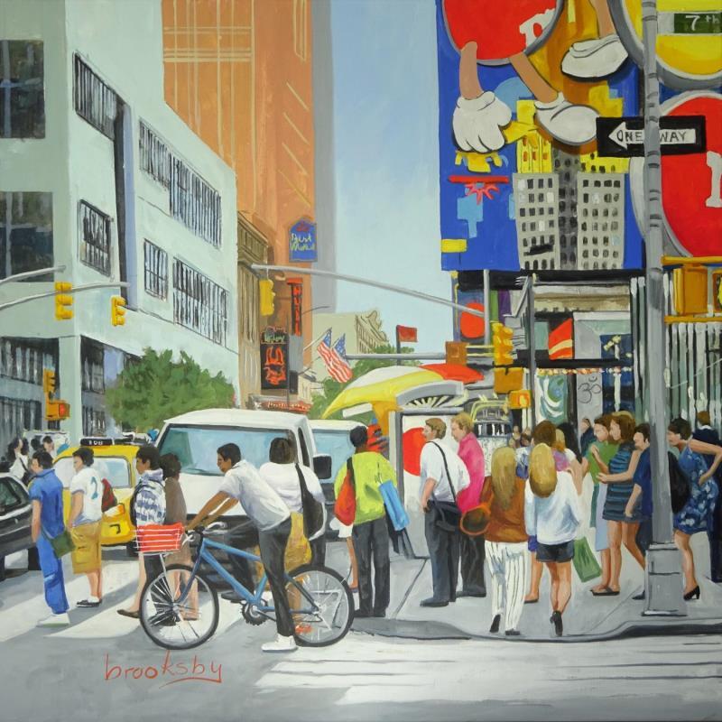 Painting Midtown Corner by Brooksby | Painting Figurative Oil Urban