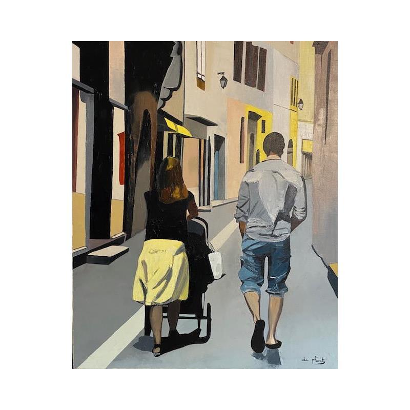 Painting Promenade by Du Planty Anne | Painting Figurative Oil Life style