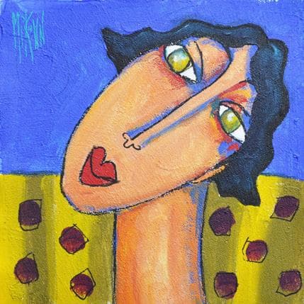 Painting Le beau matin by Kuhn Marie Pierre | Painting Naive art Acrylic Portrait