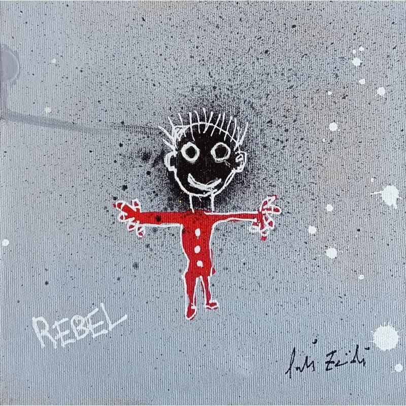 Painting REBEL by Zaïdi Larbi | Painting Raw art Acrylic, Cardboard, Pastel, Posca Pop icons