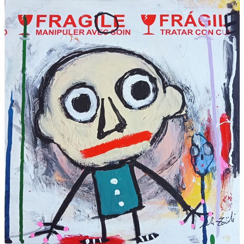 Painting FRAGILE by Zaïdi Larbi | Painting  Acrylic, Pastel, Posca