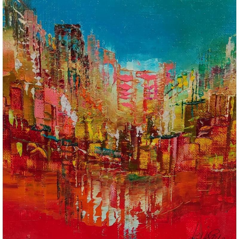 Painting Où il fait bon de vivre by Levesque Emmanuelle | Painting Abstract Landscapes Urban Oil
