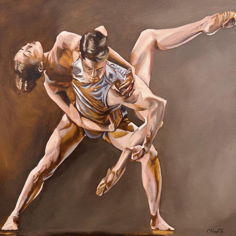 Peinture Couple de danseurs par Chicote Celine | Tableau Figuratif Huile Portraits