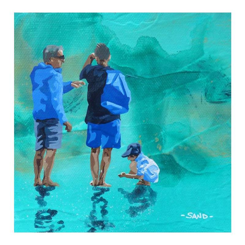 Painting discussion côtière by Sand | Painting Figurative Acrylic Life style, Marine
