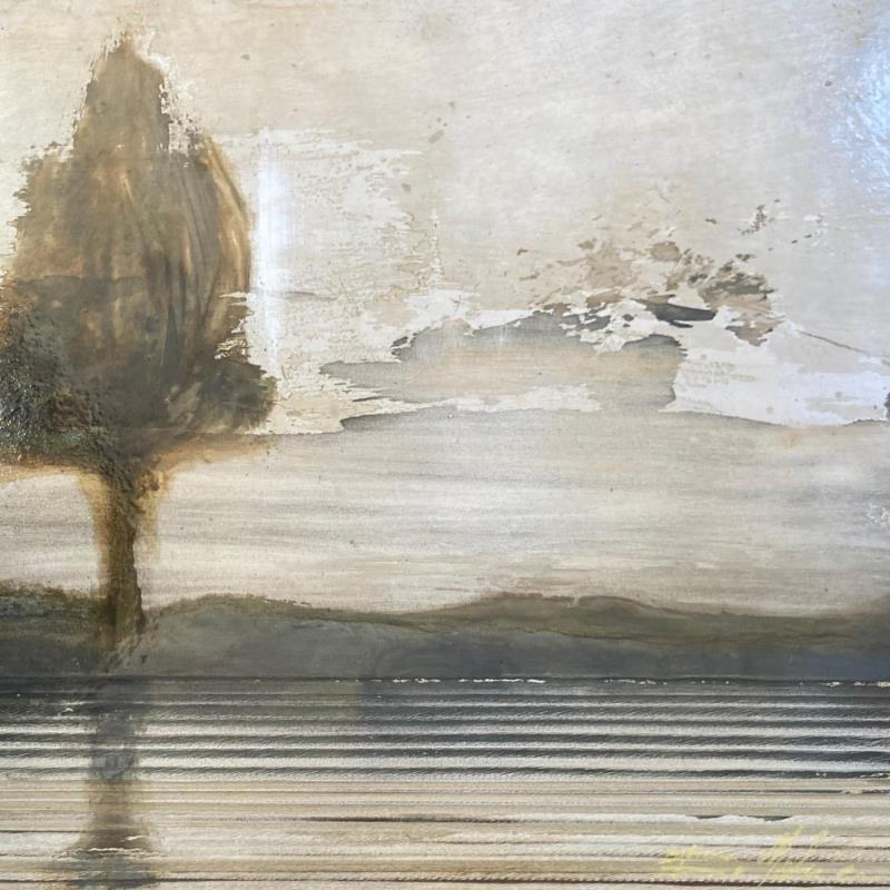 Painting L'arbre à l'étang by Mahieu Bertrand | Painting Raw art Metal Landscapes