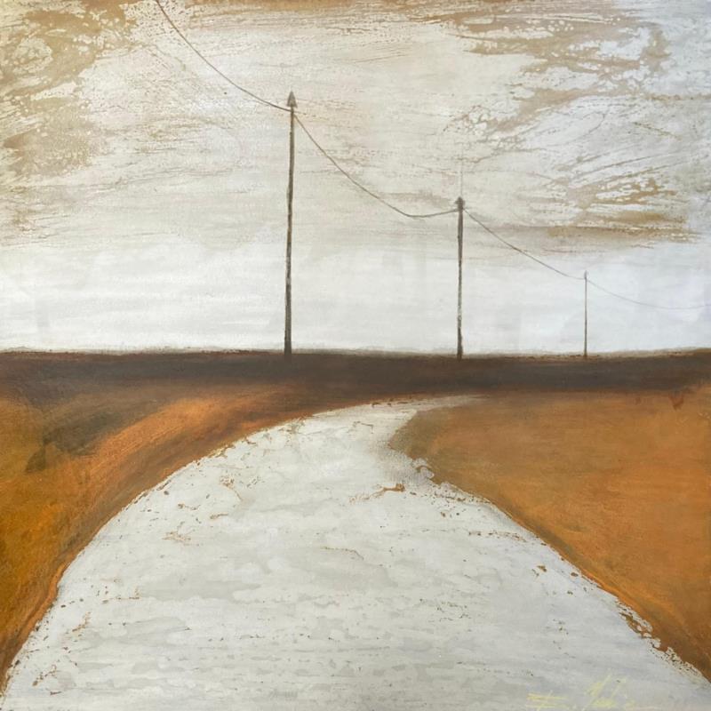 Gemälde Route sur le Causse 2 von Mahieu Bertrand | Gemälde Art brut Landschaften Metall