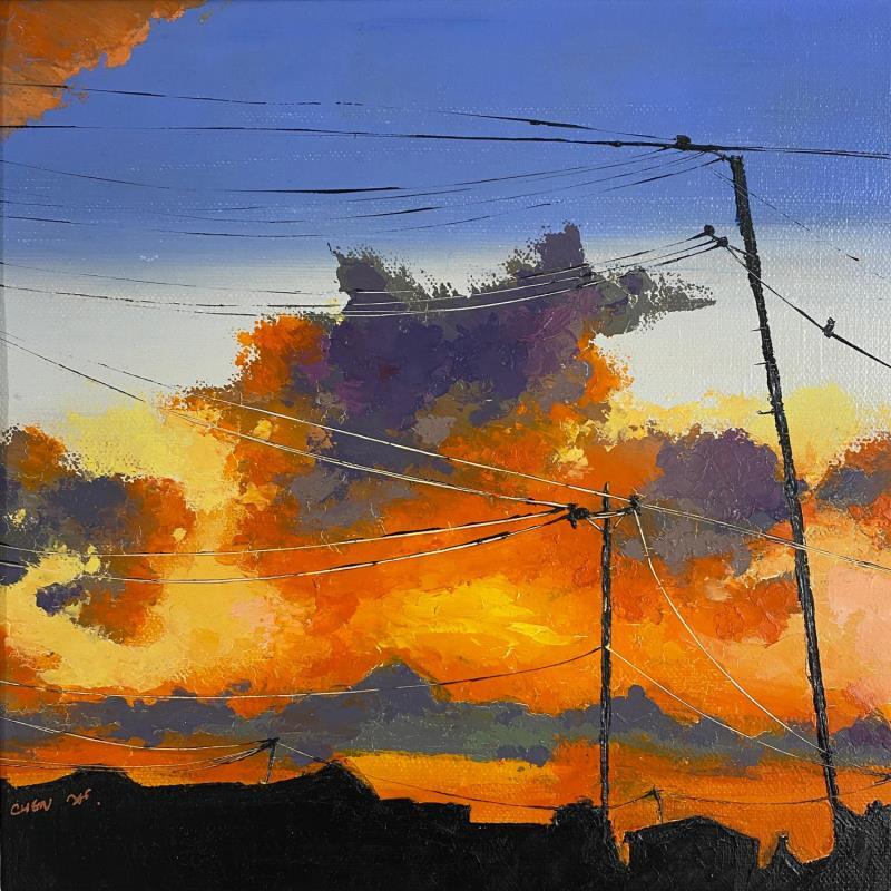 Peinture Sunset urbain 2 par Chen Xi | Tableau Figuratif Urbain Scènes de vie Huile