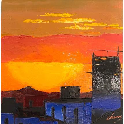 Painting Urban sunset by Chen Xi | Painting Figurative Oil Landscapes