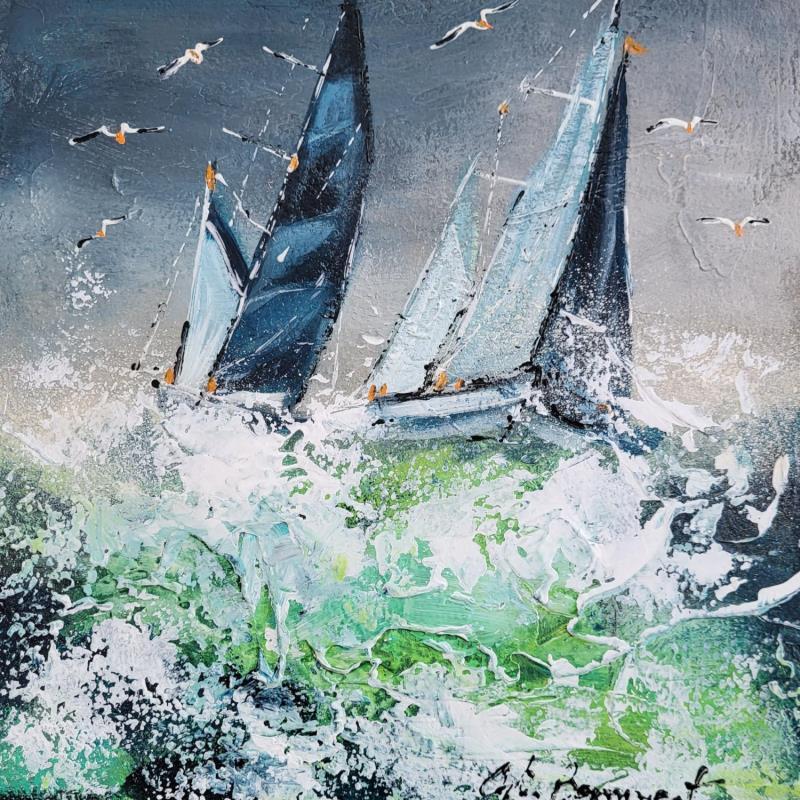 Gemälde Vert d'eau von Ortis-Bommarito Nicole | Gemälde Figurativ Marine Acryl