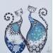 Gemälde Chats bleus  von Blais Delphine | Gemälde Naive Kunst Tiere Acryl