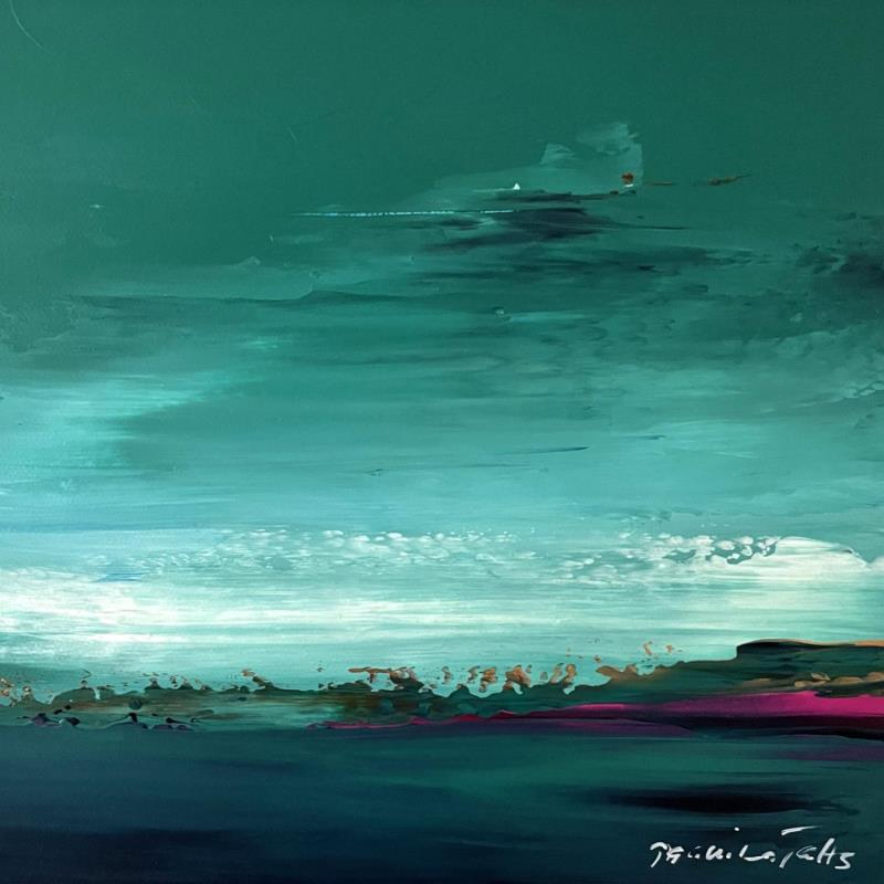 Painting Turquoise Horizon by Talts Jaanika | Painting Abstract Acrylic