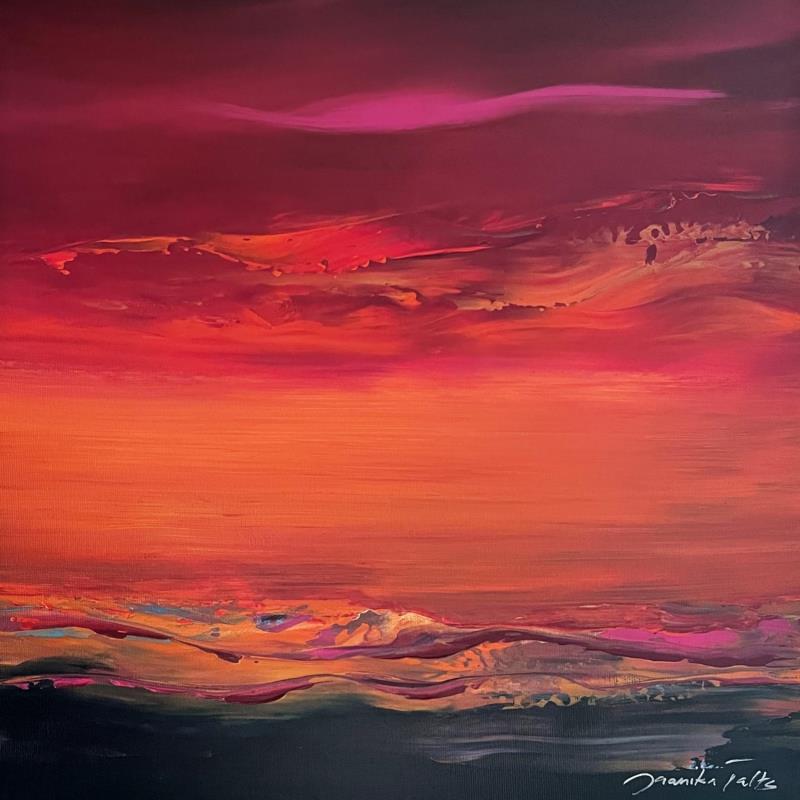 Painting Evening Sparkle by Talts Jaanika | Painting Abstract Landscapes Marine Acrylic
