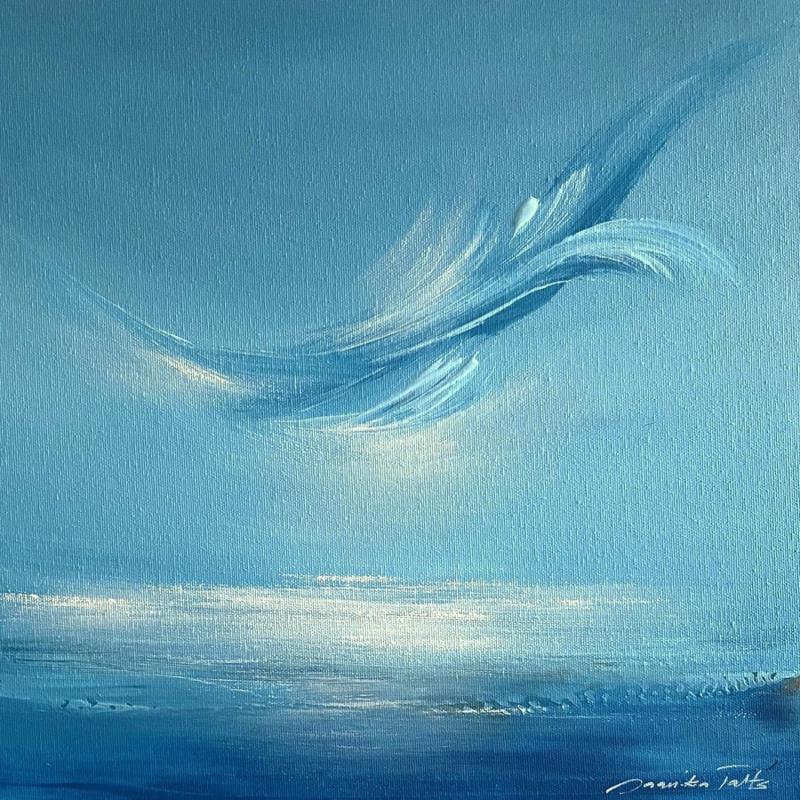 Painting Swanlake by Talts Jaanika | Painting Abstract Landscapes Marine Acrylic