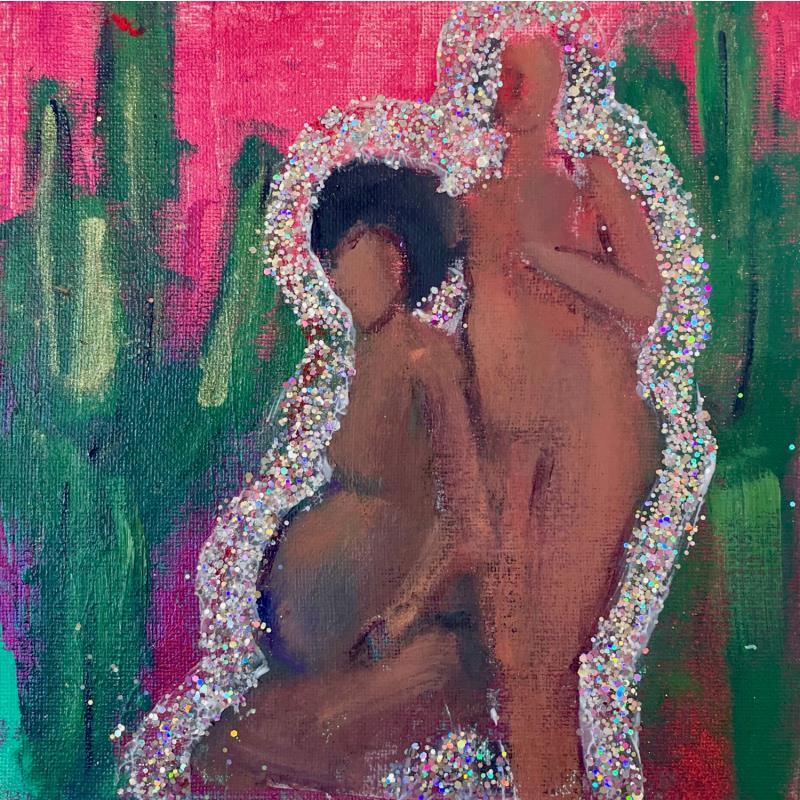 Painting Desert rebirth, paillettes by Coline Rohart  | Painting Figurative Oil Nude, Pop icons, Portrait