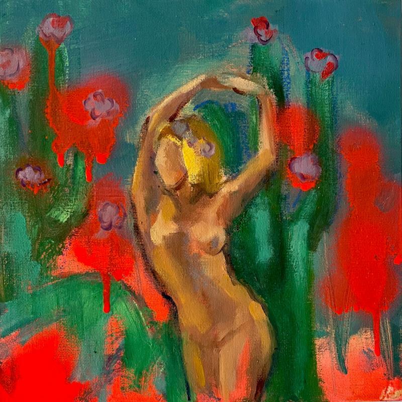 Painting Dream in Sedona cactus by Coline Rohart  | Painting Figurative Oil Nude