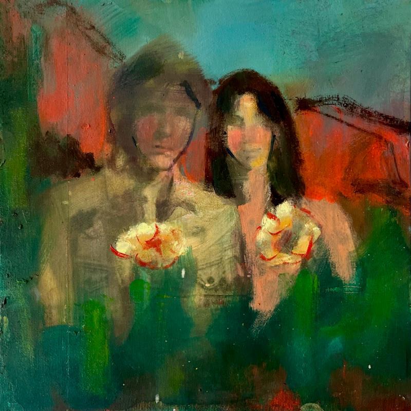 Peinture Patti Smith & Robert Mapplethorne in Sedona par Coline Rohart  | Tableau Figuratif Icones Pop, Portraits, Scènes de vie