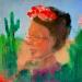 Painting Maya Angelou & Cactus Flowers in Sedona Arizona by Coline Rohart  | Painting Figurative Portrait Oil