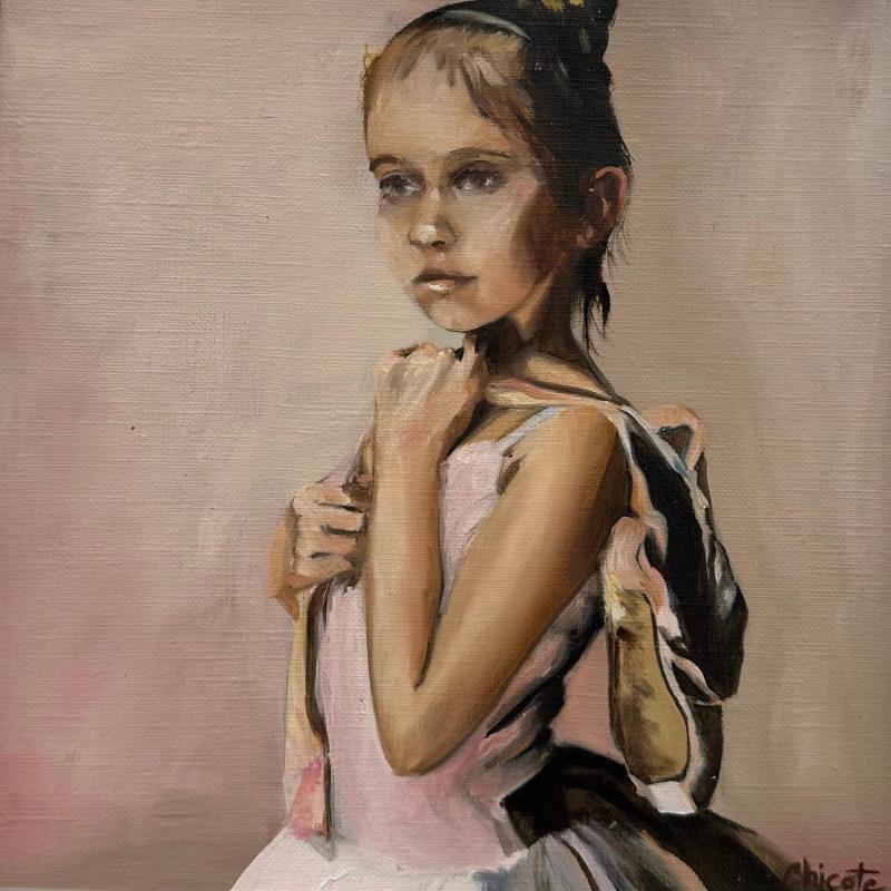 Painting La petite fille danseuse by Chicote Celine | Painting Figurative Portrait Life style Oil