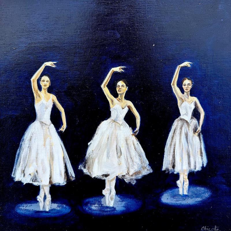 Painting Un deux trois elles dansent by Chicote Celine | Painting Figurative Portrait Life style Oil