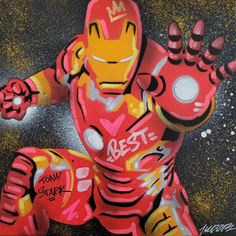 Gemälde Ironman von Kedarone | Gemälde Pop-Art Pop-Ikonen Graffiti Posca