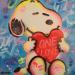 Peinture Snoopy One Love par Kedarone | Tableau Pop-art Icones Pop Graffiti Posca