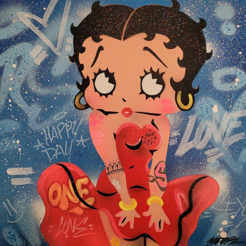 Gemälde Betty Boop von Kedarone | Gemälde Street art Graffiti, Posca Pop-Ikonen