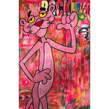 Peinture PANTHERE ROSE par Kikayou | Tableau Pop Art Mixte icones Pop