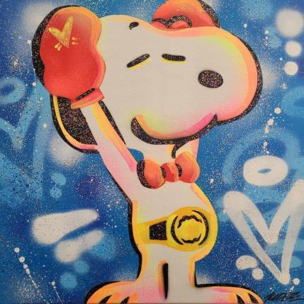 Gemälde snoopy boxe von Kedarone | Gemälde Pop-Art Graffiti, Posca Pop-Ikonen