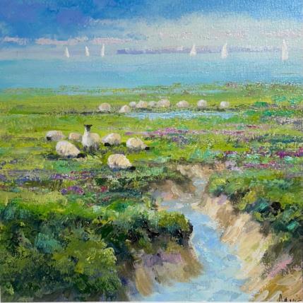 Painting Les Moutons en baie de somme by Daniel | Painting Figurative Oil