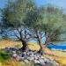 Peinture Les 2 oliviers à Paros Grèce par Daniel | Tableau Figuratif Huile