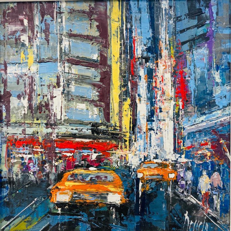 Painting New York by night by Dessein Pierre | Painting Abstract Oil