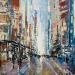 Painting Avenue evening lights by Dessein Pierre | Painting Abstract Oil