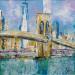 Peinture Pont de Brooklyn par Dessein Pierre | Tableau Figuratif Huile