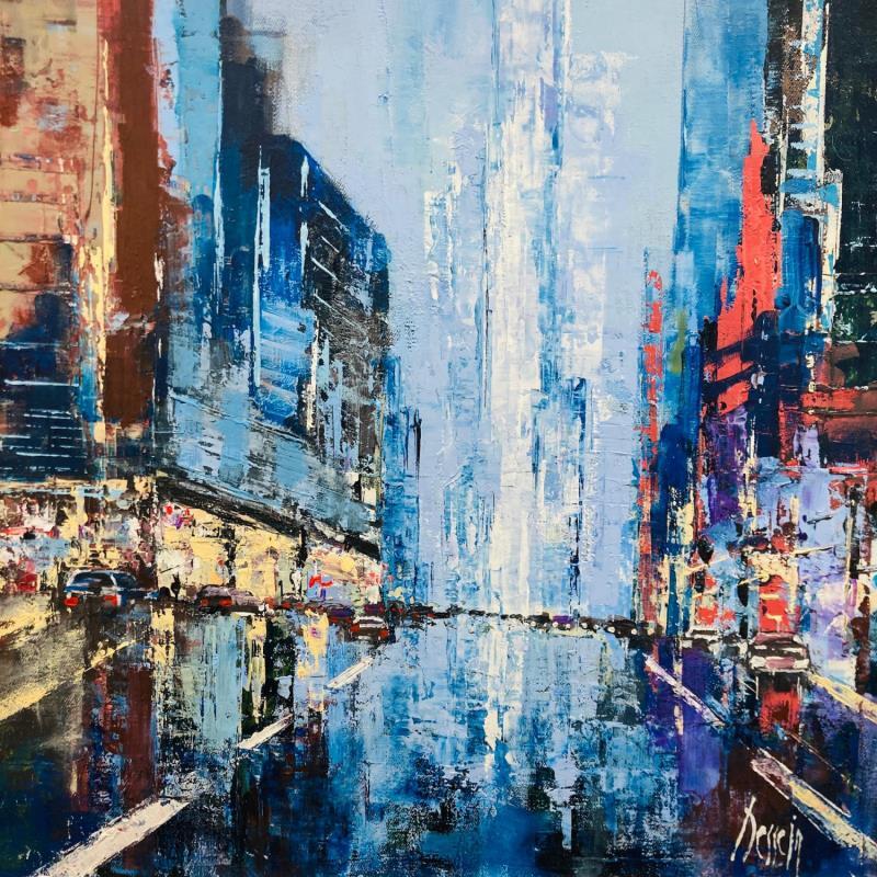 Painting NY by nights by Dessein Pierre | Painting Figurative Oil