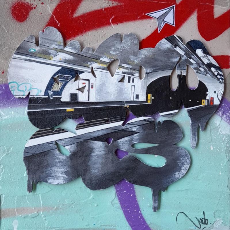 Gemälde Throwups von Lassalle Ludo | Gemälde Street art Landschaften Urban Graffiti Holz Acryl