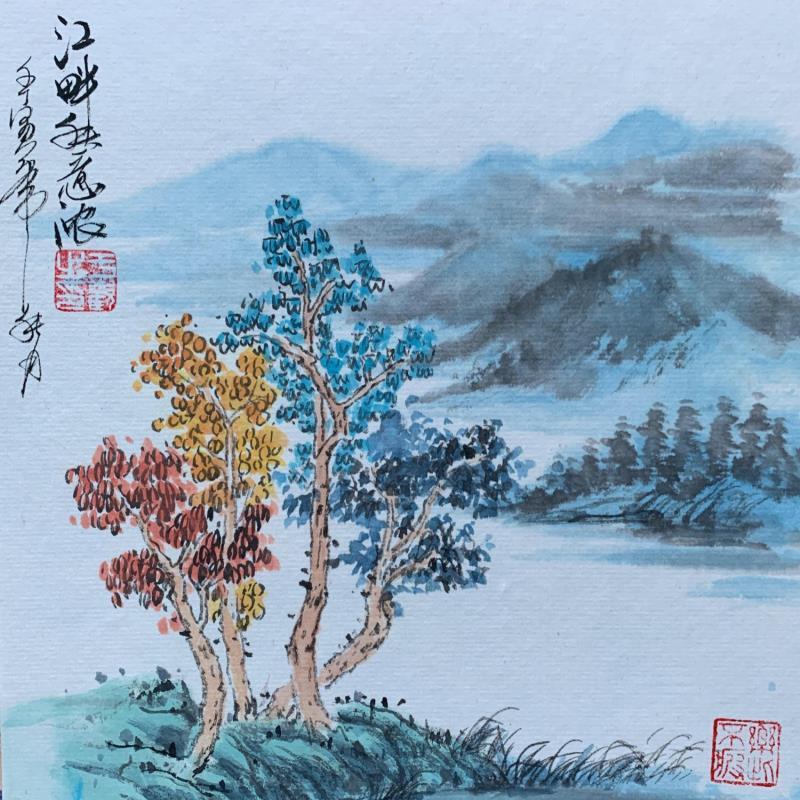 Gemälde Autumn lakeside  von Yu Huan Huan | Gemälde Figurativ Landschaften Stillleben Tinte