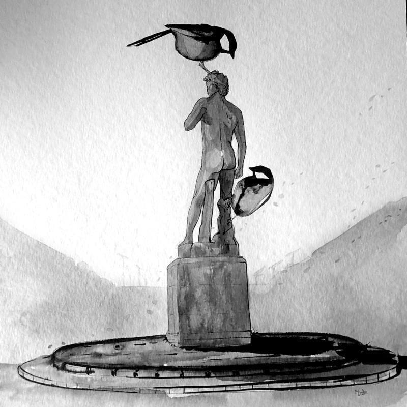Peinture David par Mü | Tableau Figuratif animaux, noir & blanc, Urbain