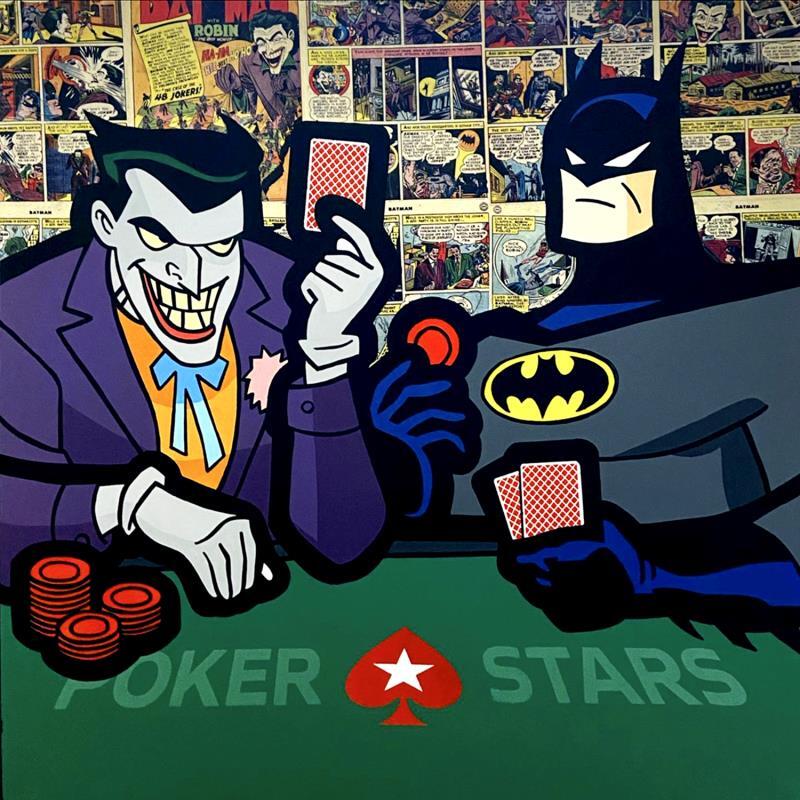 Painting Batman and Joker Poker Stars by Kalo | Painting Pop-art Pop icons Graffiti Gluing Posca
