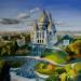 Peinture Vue de Montmartre par Eugène Romain | Tableau Figuratif Paysages Urbain Huile