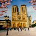 Peinture Cerisiers à Paris par Eugène Romain | Tableau Figuratif Paysages Urbain Huile
