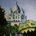 Peinture Manège à Montmartre par Eugène Romain | Tableau Figuratif Paysages Urbain Huile