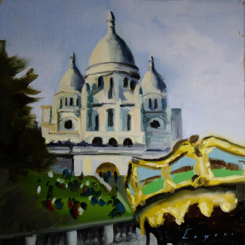 Painting Manège à Montmartre by Eugène Romain | Painting Figurative Oil Landscapes, Urban