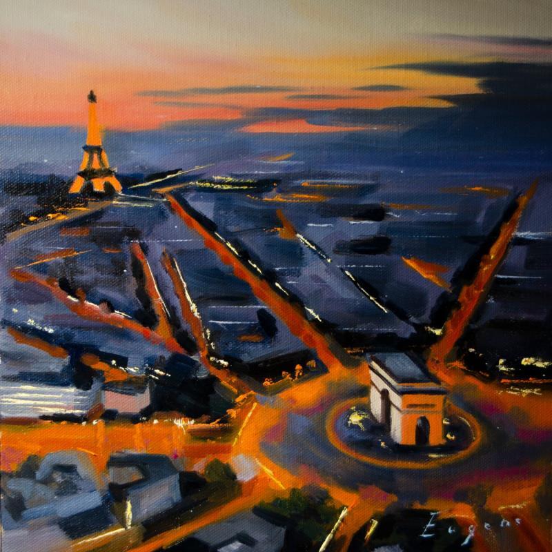 Painting Place de l'Etoile by Eugène Romain | Painting Figurative Oil Landscapes, Urban