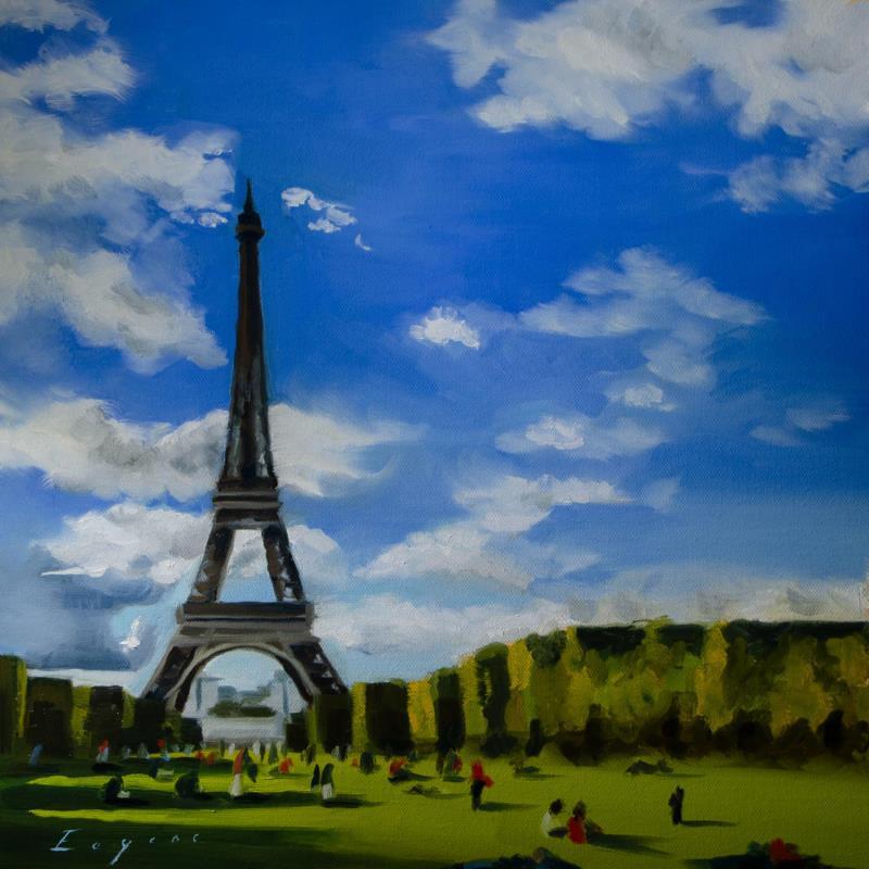 Painting Journée à la tour by Eugène Romain | Painting Figurative Oil Landscapes, Urban