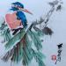 Gemälde Kingfisher  von Yu Huan Huan | Gemälde Figurativ Alltagsszenen Tiere Stillleben Tinte