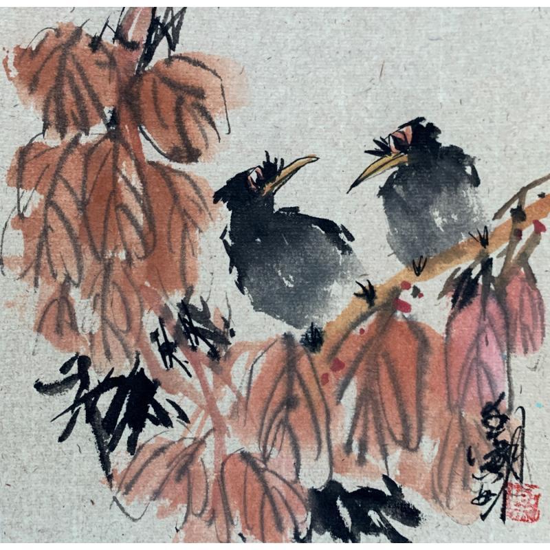 Peinture Autumn 1 par Yu Huan Huan | Tableau Figuratif Scènes de vie Animaux Natures mortes Encre