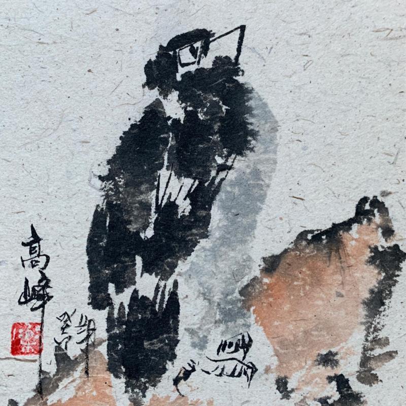 Gemälde High mountain  von Yu Huan Huan | Gemälde Figurativ Schwarz & Weiß Tinte